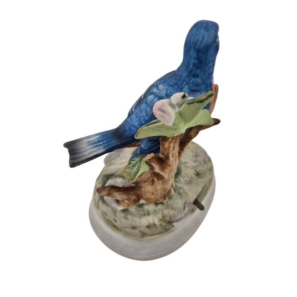 Gorham Bluebird Music Box Plays Blue Danube Waltz Ceramic Figurine Flower Japan - Picture 7 of 10